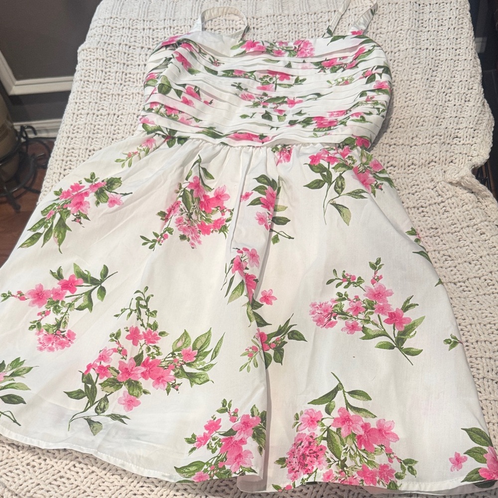 Blu Pepper White and Pink Floral Dress